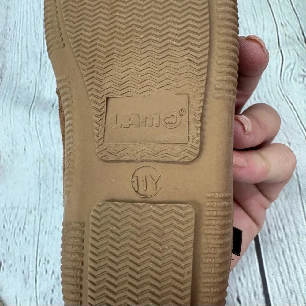 lamo UNISEX toddler brown suede moccasin slipper sz 11Y faux fur festival casual